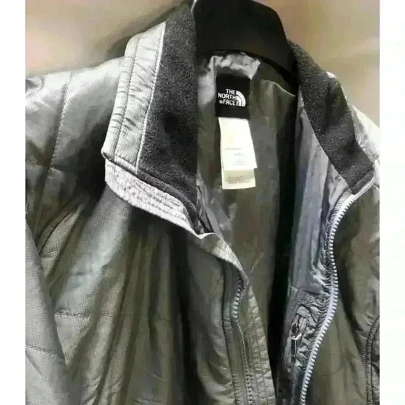 The North Face Women's Gray Quilted Jacket Size Large Mid-Length Grunge Casual - Picture 3 of 6